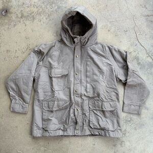 Vintage Woolrich Hooded Jacket Women's XL with Plaid Wool Lining Tan